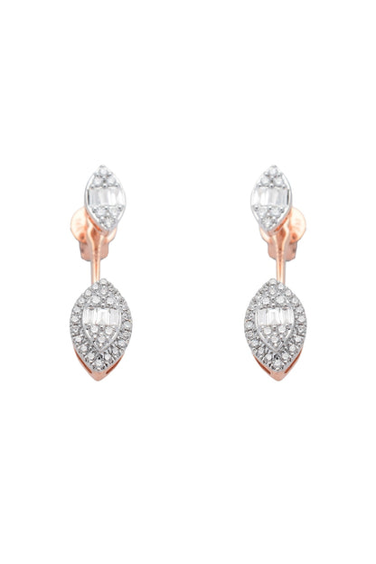 14kt Rose Gold Finish Diamond Earrings