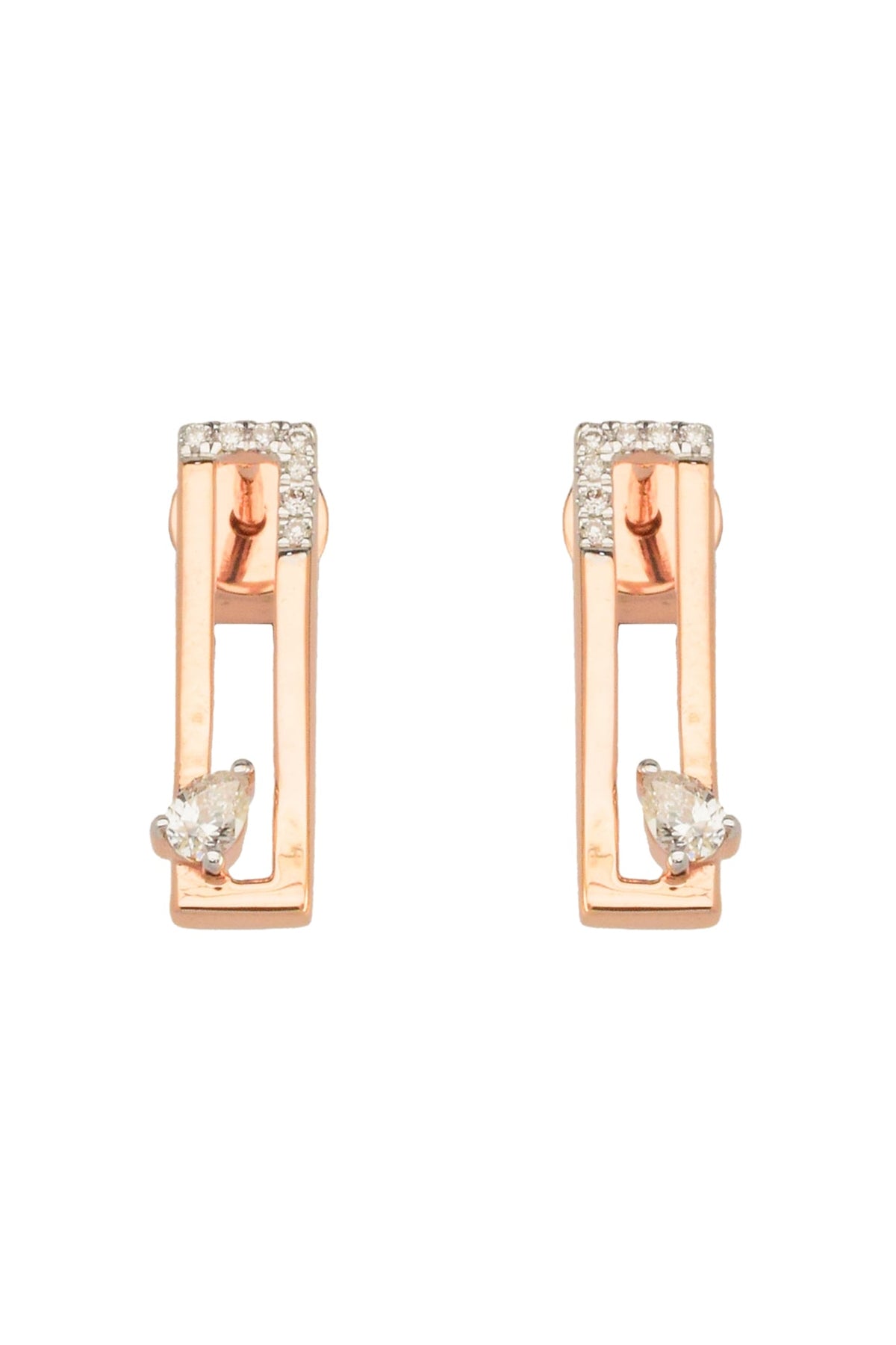 14kt Rose Gold Finish Diamond Stud Earrings