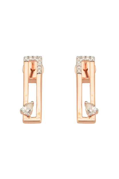14kt Rose Gold Finish Diamond Stud Earrings