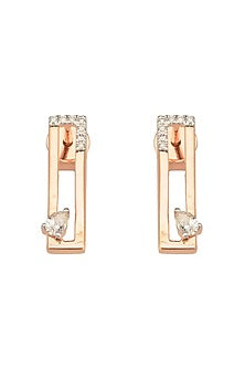 14kt Rose Gold Finish Diamond Stud Earrings