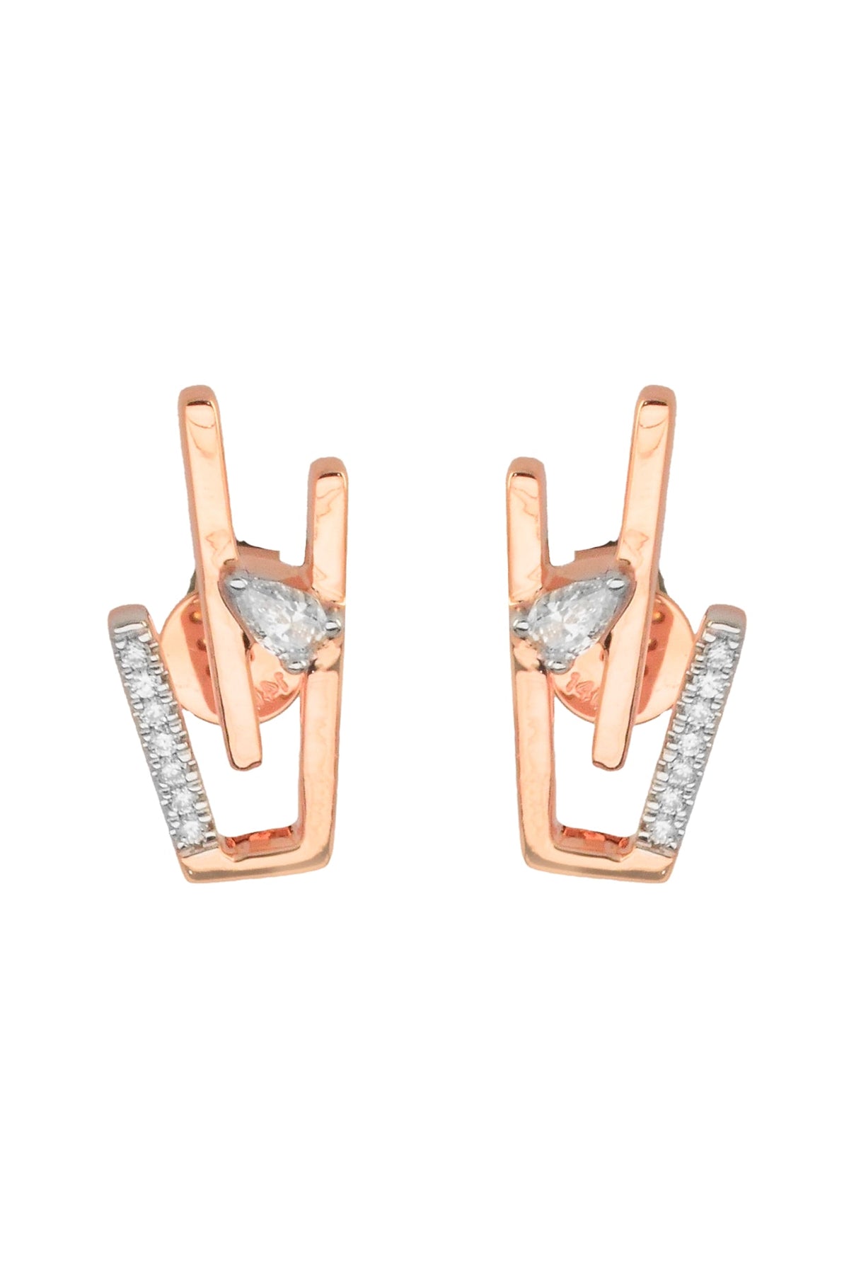14kt Rose Gold Finish Diamond Seven-Up Earrings