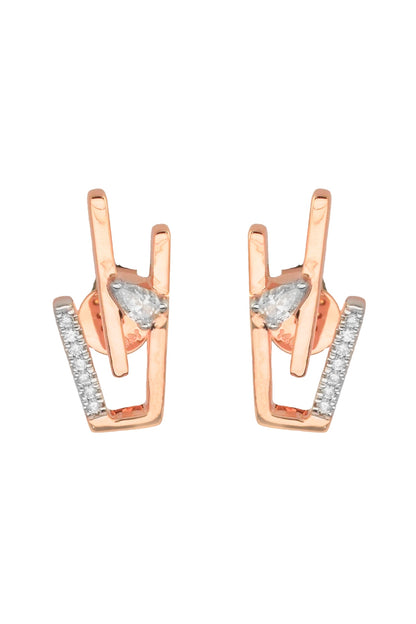 14kt Rose Gold Finish Diamond Seven-Up Earrings