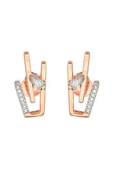 14kt Rose Gold Finish Diamond Seven-Up Earrings