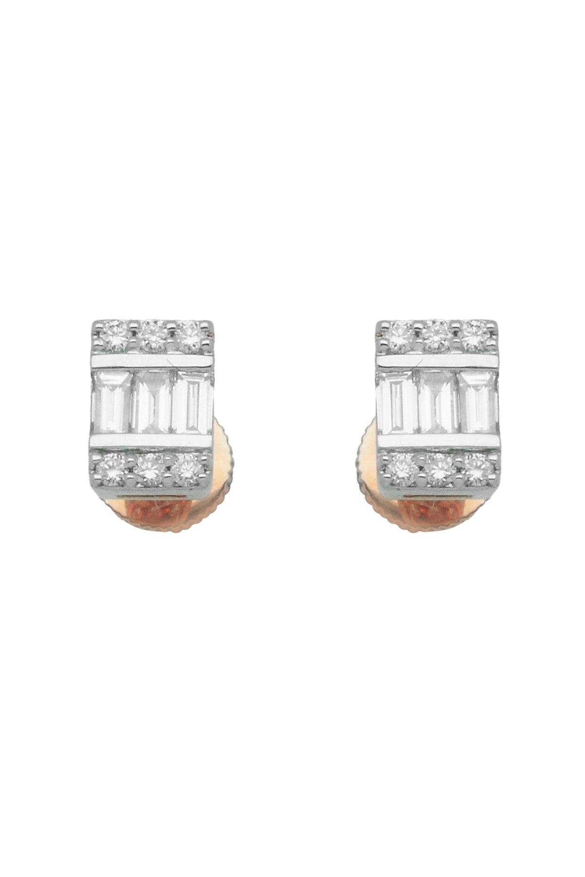 14kt Gold Finish Diamond Stud Earrings