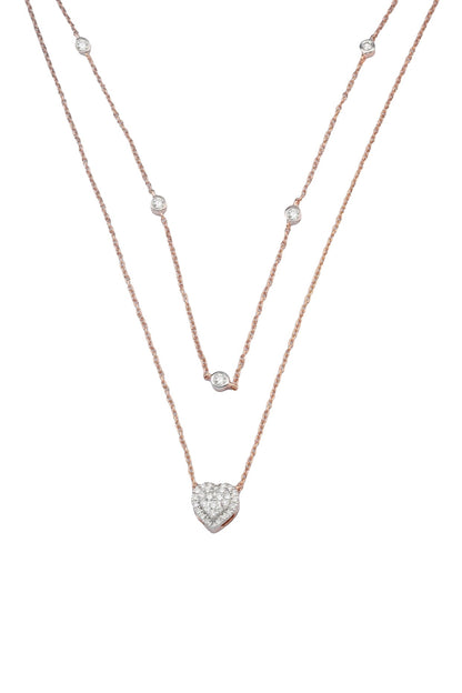 14kt Rose Gold Finish Diamond Layered Necklace
