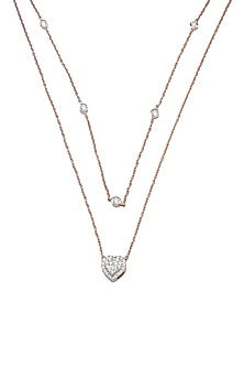 14kt Rose Gold Finish Diamond Layered Necklace