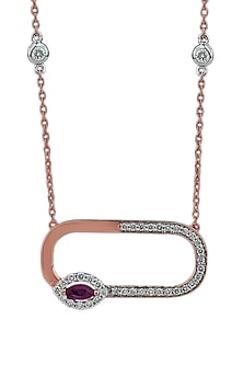18kt White Finish Diamond & Ruby Stone Pendant