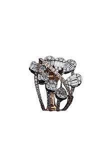 18kt Two-Tone Finish Baguette & Round-Shaped Cocktail Ring