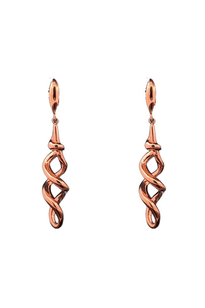 18kt Rose Gold Finish Twisted Helix Drop Earrings