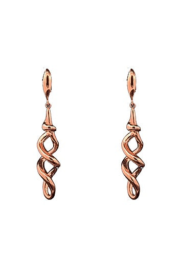 18kt Rose Gold Finish Twisted Helix Drop Earrings