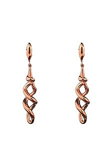 18kt Rose Gold Finish Twisted Helix Drop Earrings