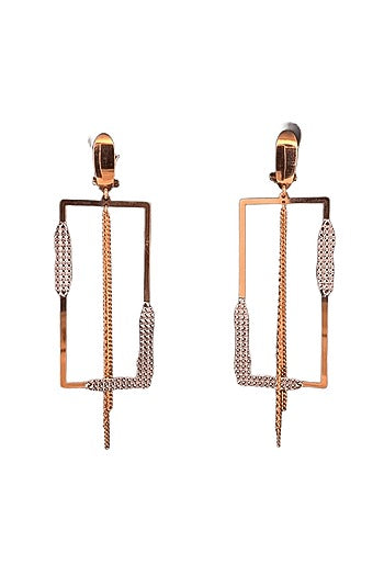 18kt Two Tone Finish Rectangular Drop Earrings