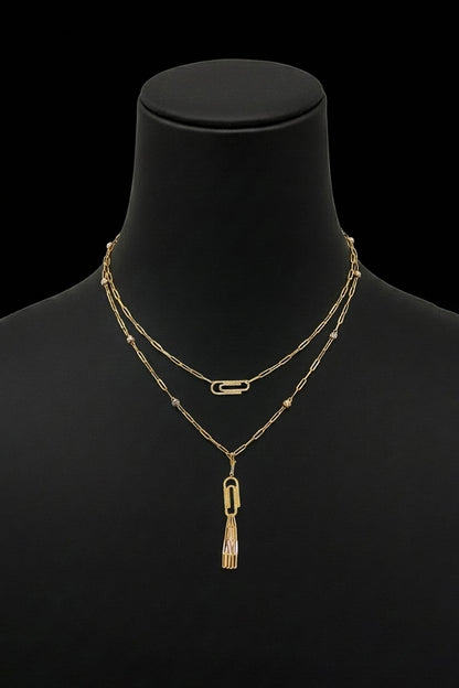 18kt Yellow Gold Finish Paperclip Link Layered Necklace