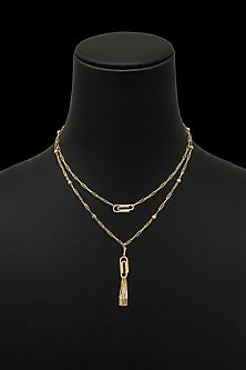 18kt Yellow Gold Finish Paperclip Link Layered Necklace
