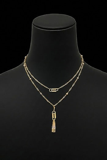 18kt Yellow Gold Finish Paperclip Link Layered Necklace