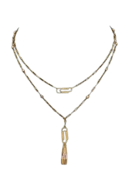 18kt Yellow Gold Finish Paperclip Link Layered Necklace