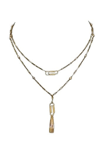 18kt Yellow Gold Finish Paperclip Link Layered Necklace