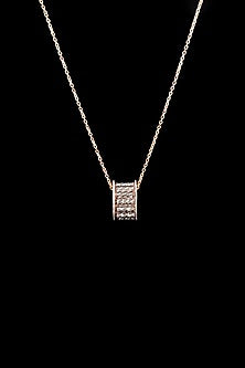 18kt Rose Gold Finish Diamond Pave Barrel Pendant Necklace