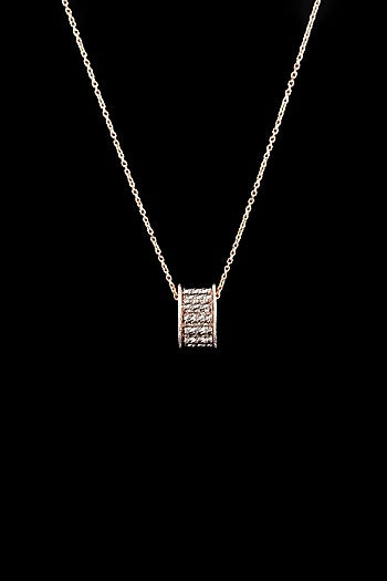 18kt Rose Gold Finish Diamond Pave Barrel Pendant Necklace