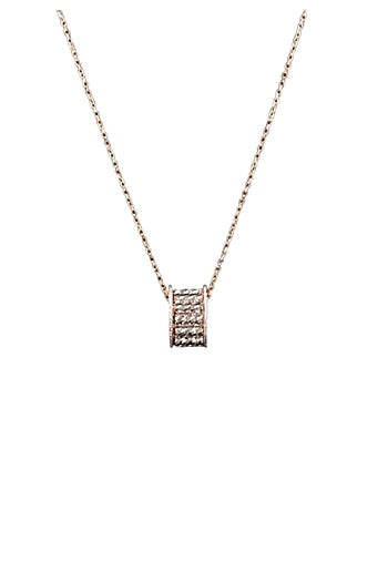 18kt Rose Gold Finish Diamond Pave Barrel Pendant Necklace