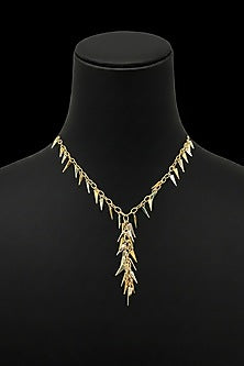 18kt Two Tone Finish Spike Charm Fringe Choker Necklace