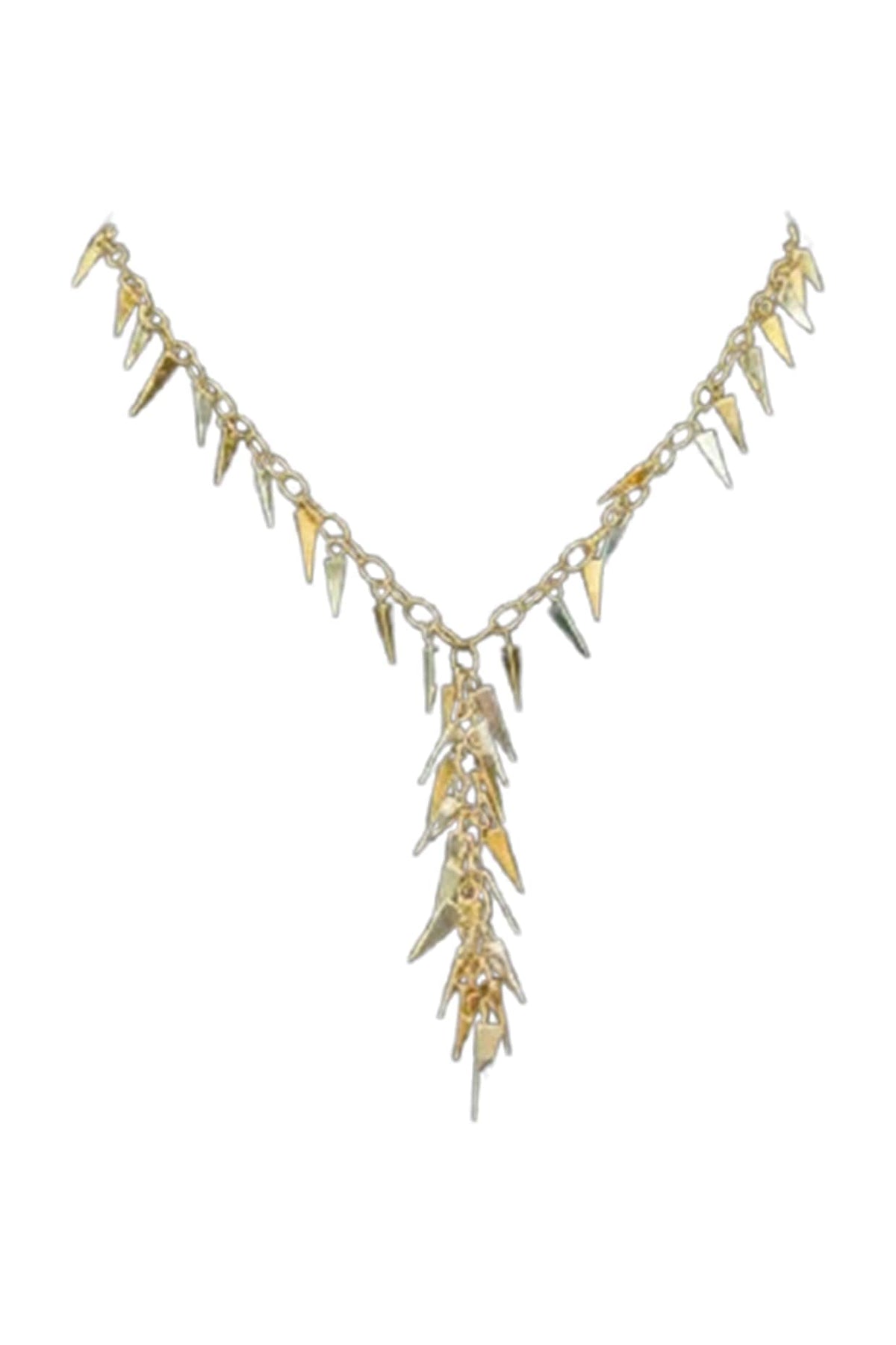 18kt Two Tone Finish Spike Charm Fringe Choker Necklace