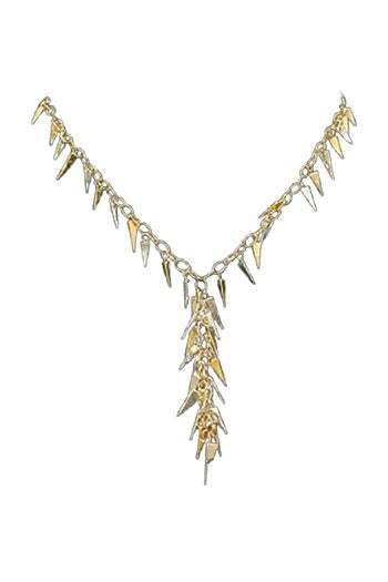18kt Two Tone Finish Spike Charm Fringe Choker Necklace