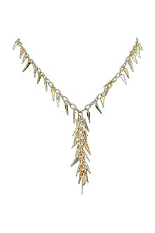 18kt Two Tone Finish Spike Charm Fringe Choker Necklace