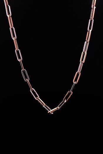 18kt Two Tone Finish Paper-Link Chain Necklace