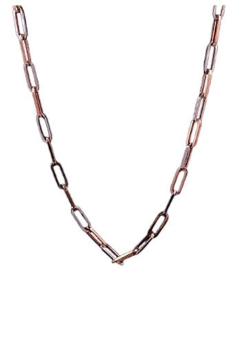 18kt Two Tone Finish Paper-Link Chain Necklace