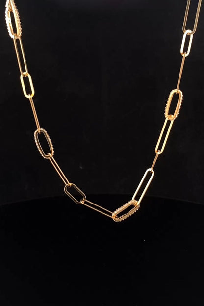 18kt Yellow Gold Finish Paper-Clip Link Chain Necklace