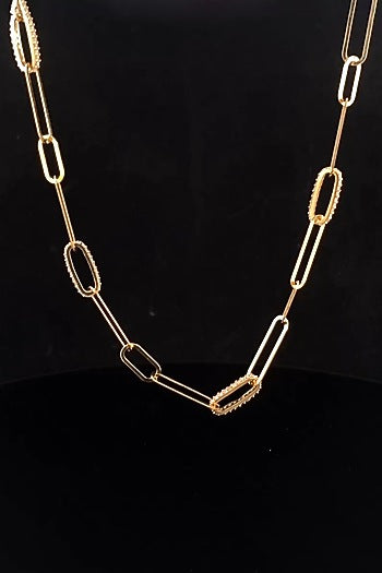 18kt Yellow Gold Finish Paper-Clip Link Chain Necklace