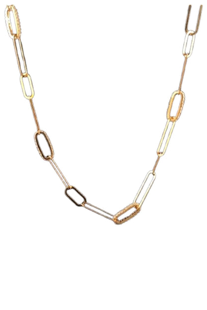 18kt Yellow Gold Finish Paper-Clip Link Chain Necklace
