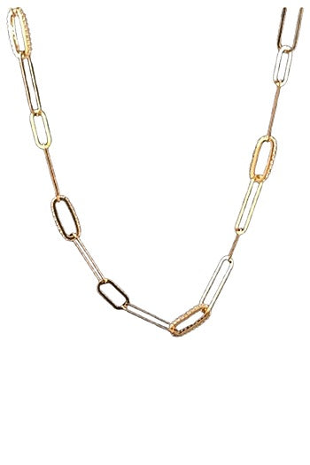 18kt Yellow Gold Finish Paper-Clip Link Chain Necklace