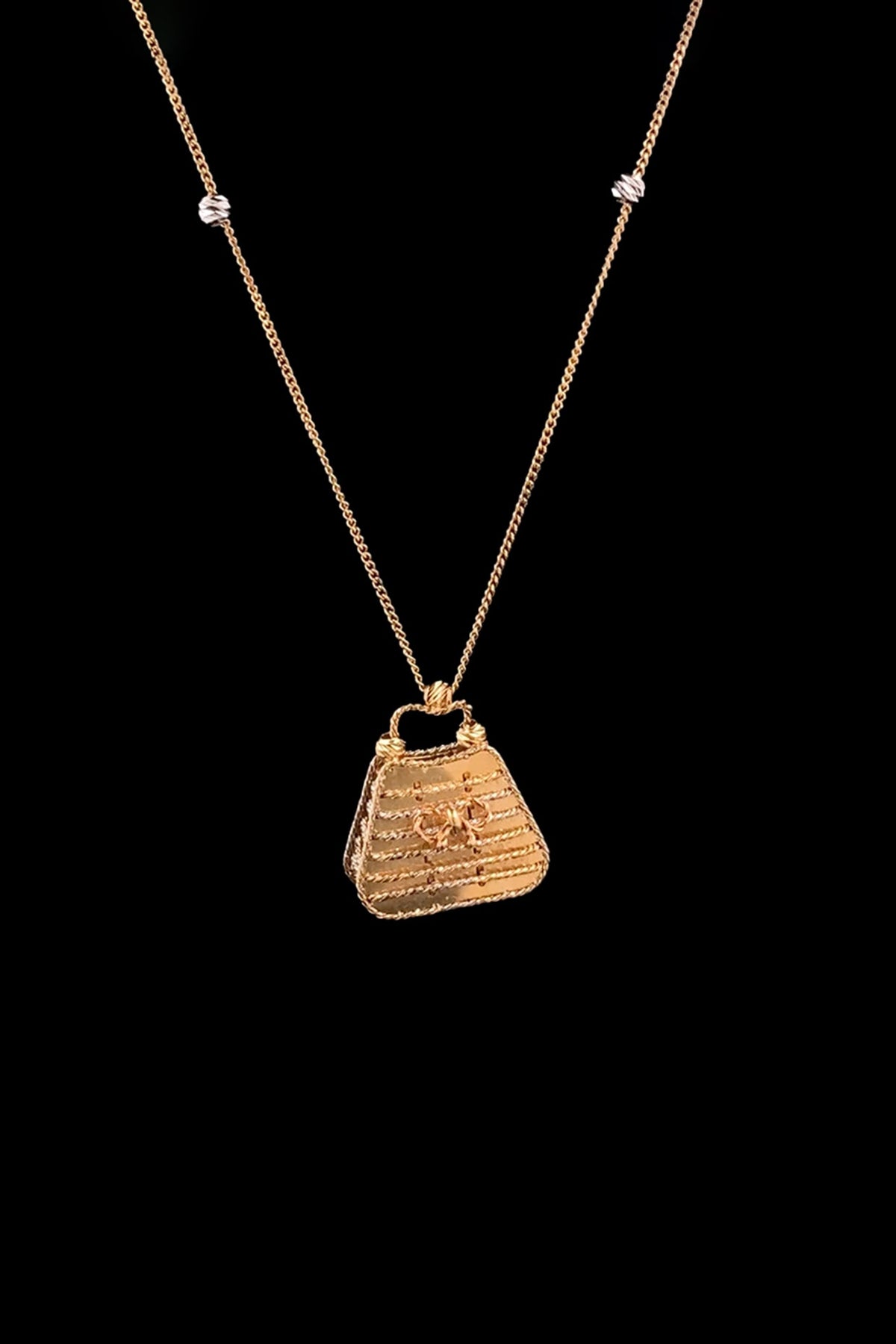 18kt Rose Gold Finish Diamond Handbag Charm Pendant Necklace
