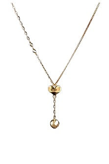 18kt Rose Gold Finish Heart & Ball Drop Lariat-Style Necklace