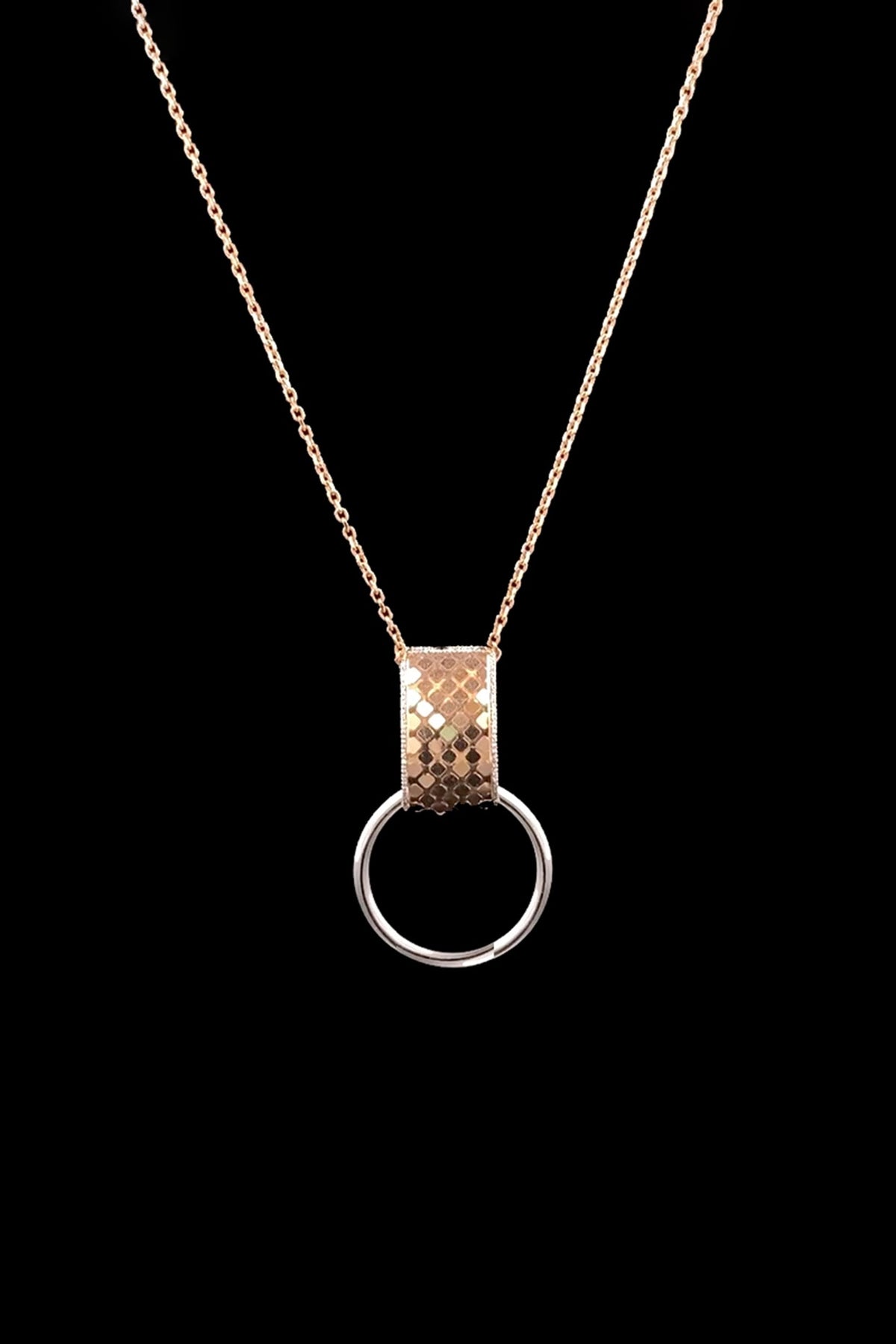 18kt Two-Tone Finish Layered Mesh Three-Disc Lariat Necklace