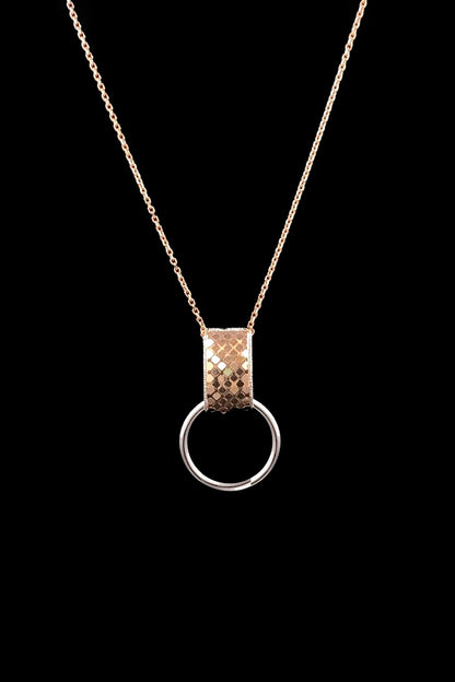 18kt Two-Tone Finish Layered Mesh Three-Disc Lariat Necklace