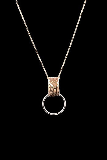 18kt Two-Tone Finish Layered Mesh Three-Disc Lariat Necklace