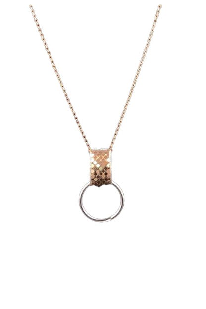 18kt Two-Tone Finish Layered Mesh Three-Disc Lariat Necklace