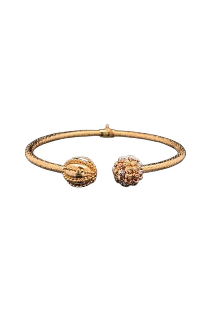 18kt Two-Tone Finish Diamond Beaded Mesh Open Cuff Bangle