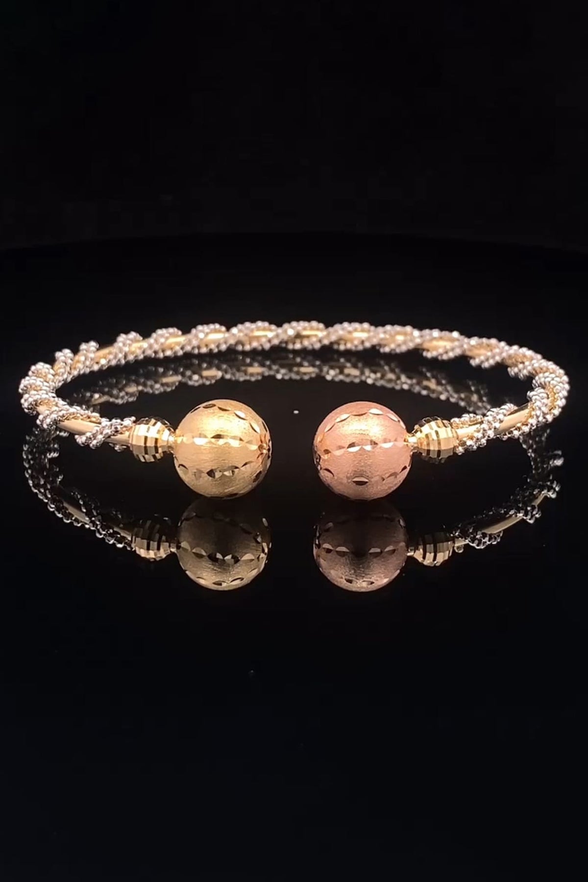 18kt Two-Tone Finish Twisted-Rope Bangle