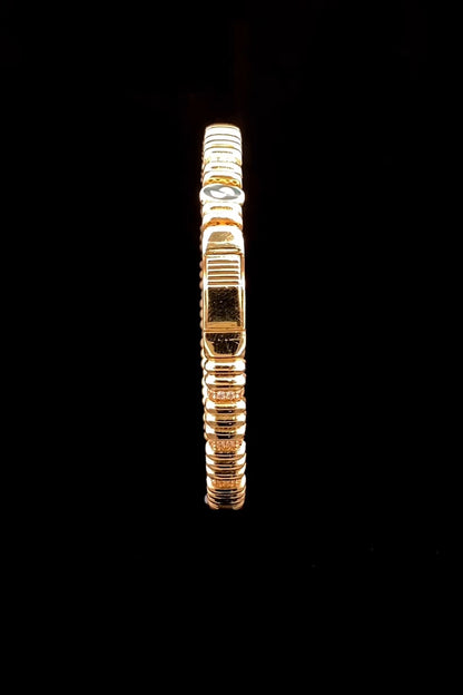 18kt Two-Tone Finish Stepped Pattern Textured Bangle