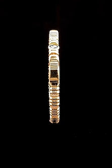 18kt Two-Tone Finish Stepped Pattern Textured Bangle
