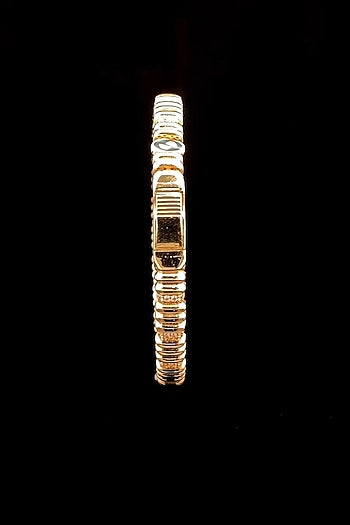 18kt Two-Tone Finish Stepped Pattern Textured Bangle