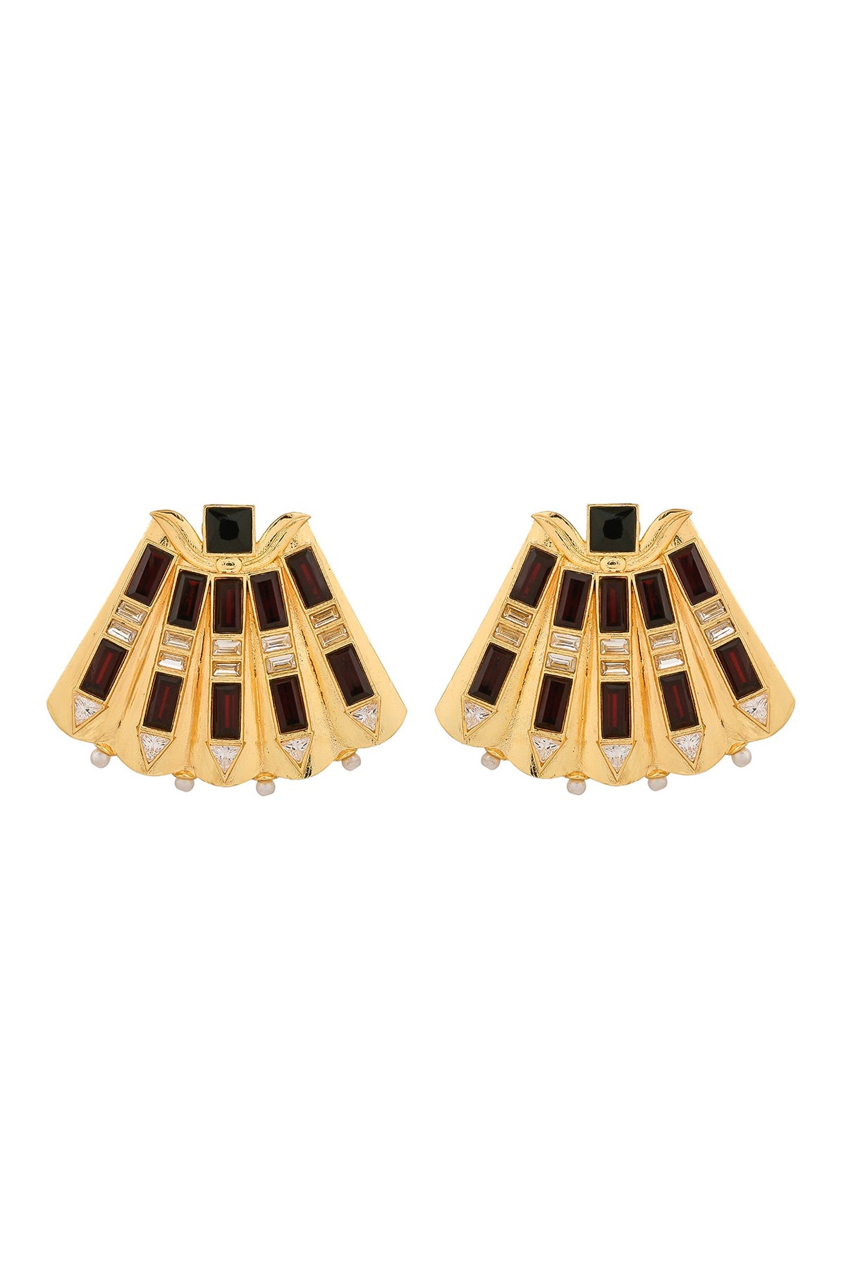 Gold Plated Red Swarovski Stud Earrings