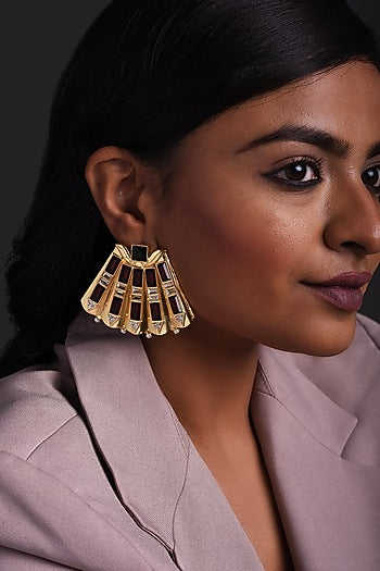 Gold Plated Red Swarovski Stud Earrings