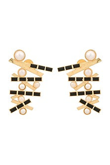 Gold Plated Black Swarovski Stud Earrings