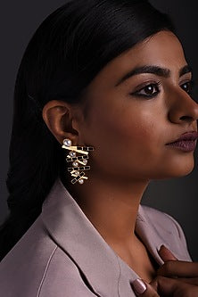 Gold Plated Black Swarovski Stud Earrings