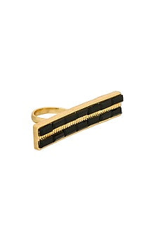 Gold Plated Black Swarovski Ring